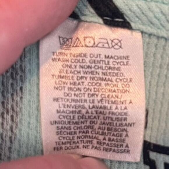 Victoria's Secret PINK Aqua/Black Waffle Knit Love Pink Onesie Sz XS - Picture 8 of 9